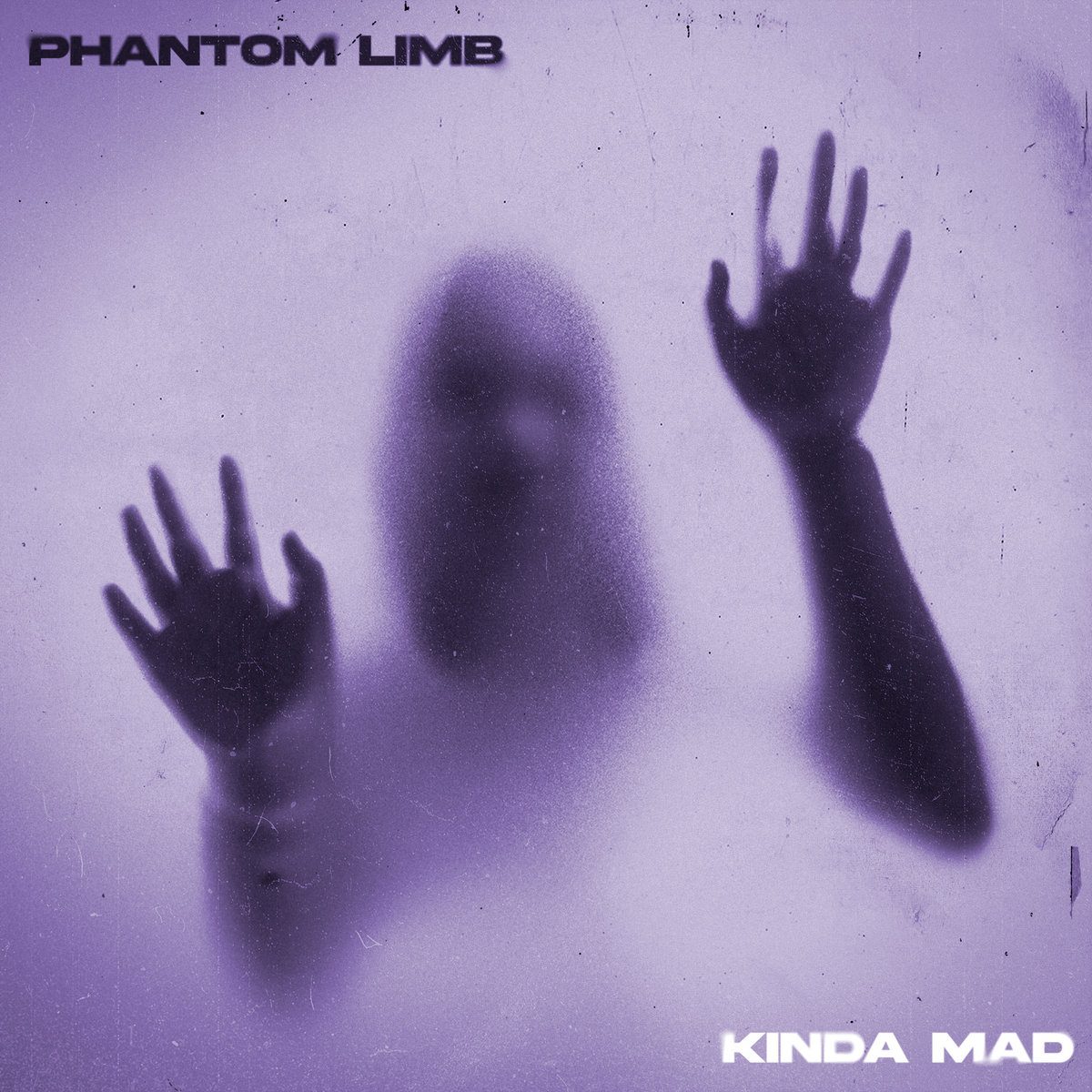 Phantom Limb single artwork - haunting purple silhouette pressing hands against glass